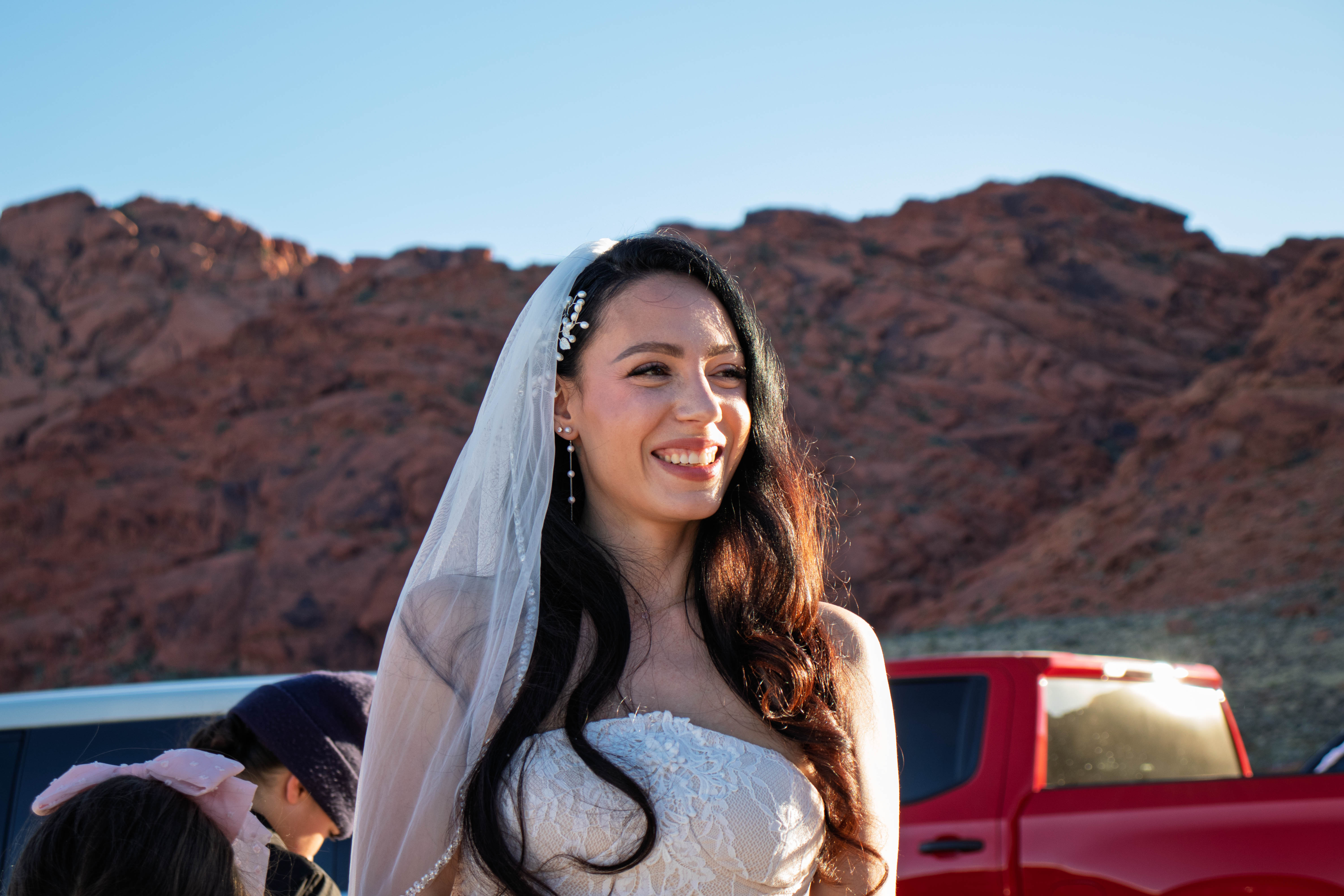 Candid bridal portrait at Red Rock Canyon