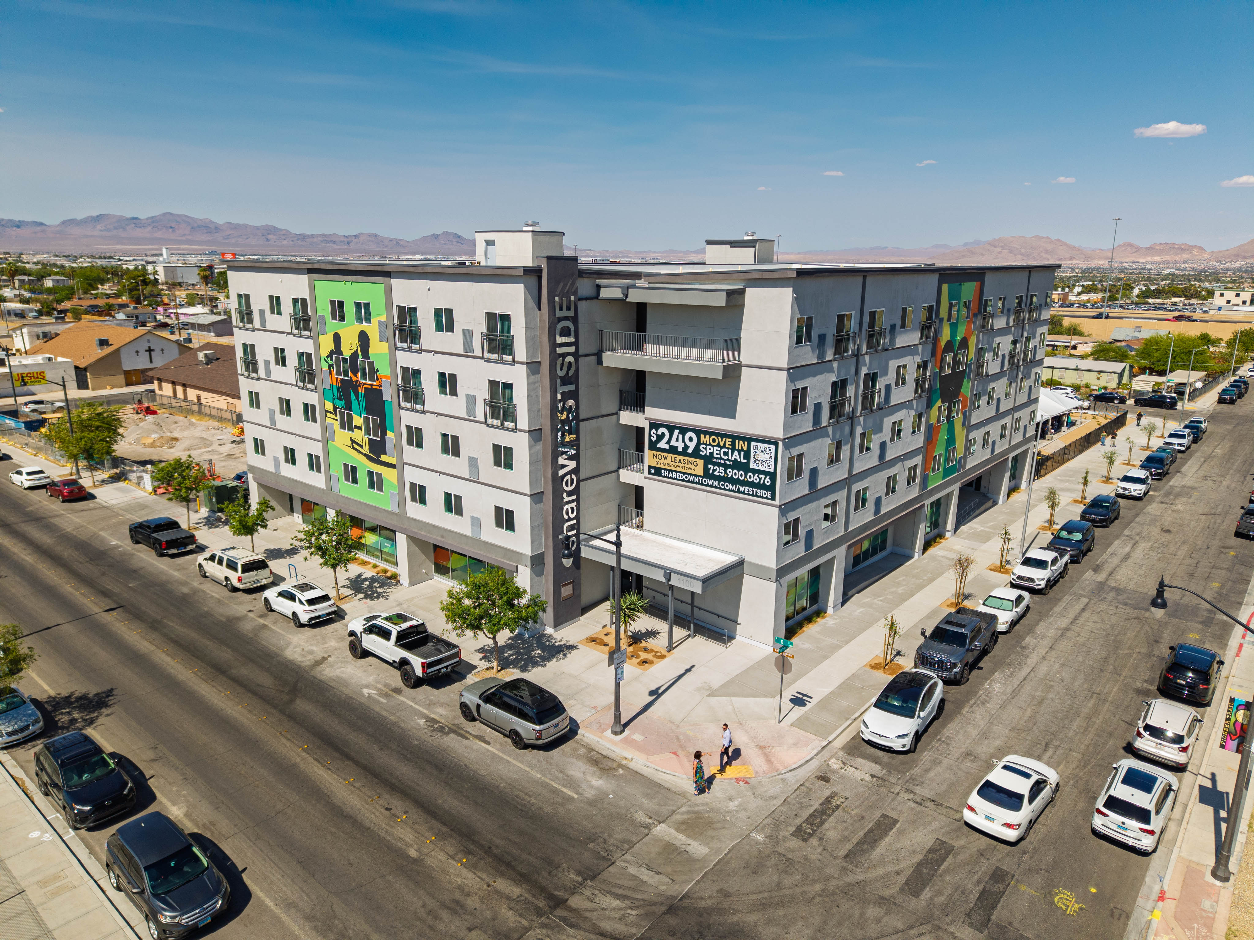 Aerial commercial property photo in downtown Las Vegas